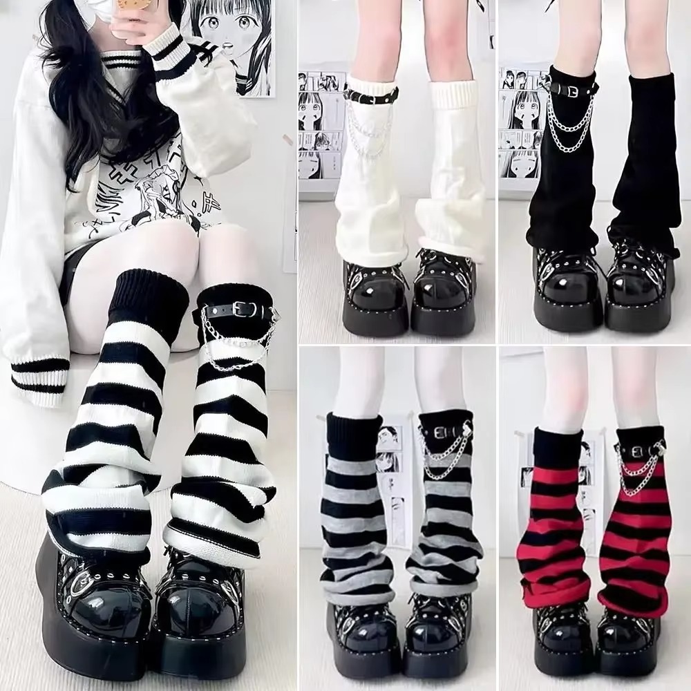 Boot Sock Slouchy - Scaldacalze in maglia stile gotico Harajuku,